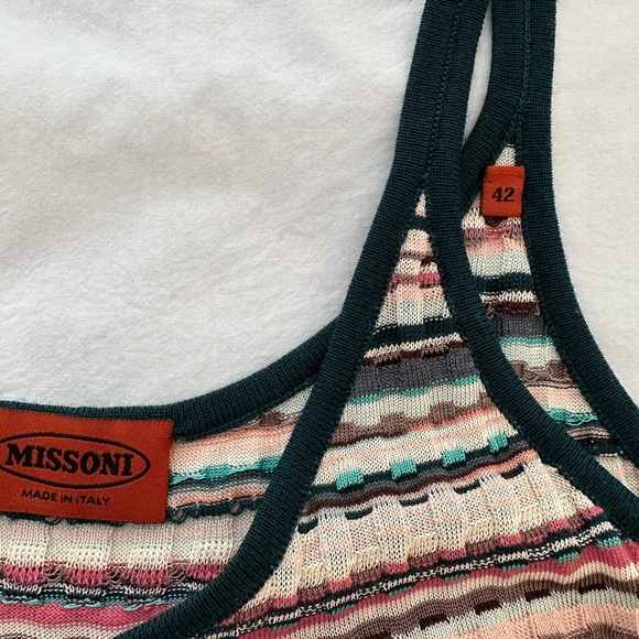 Missoni Italian knit top. Multi color gorgeous with white black or turquoise - Picture 2 of 4